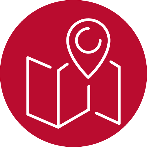 convenience icon with map and waypoint