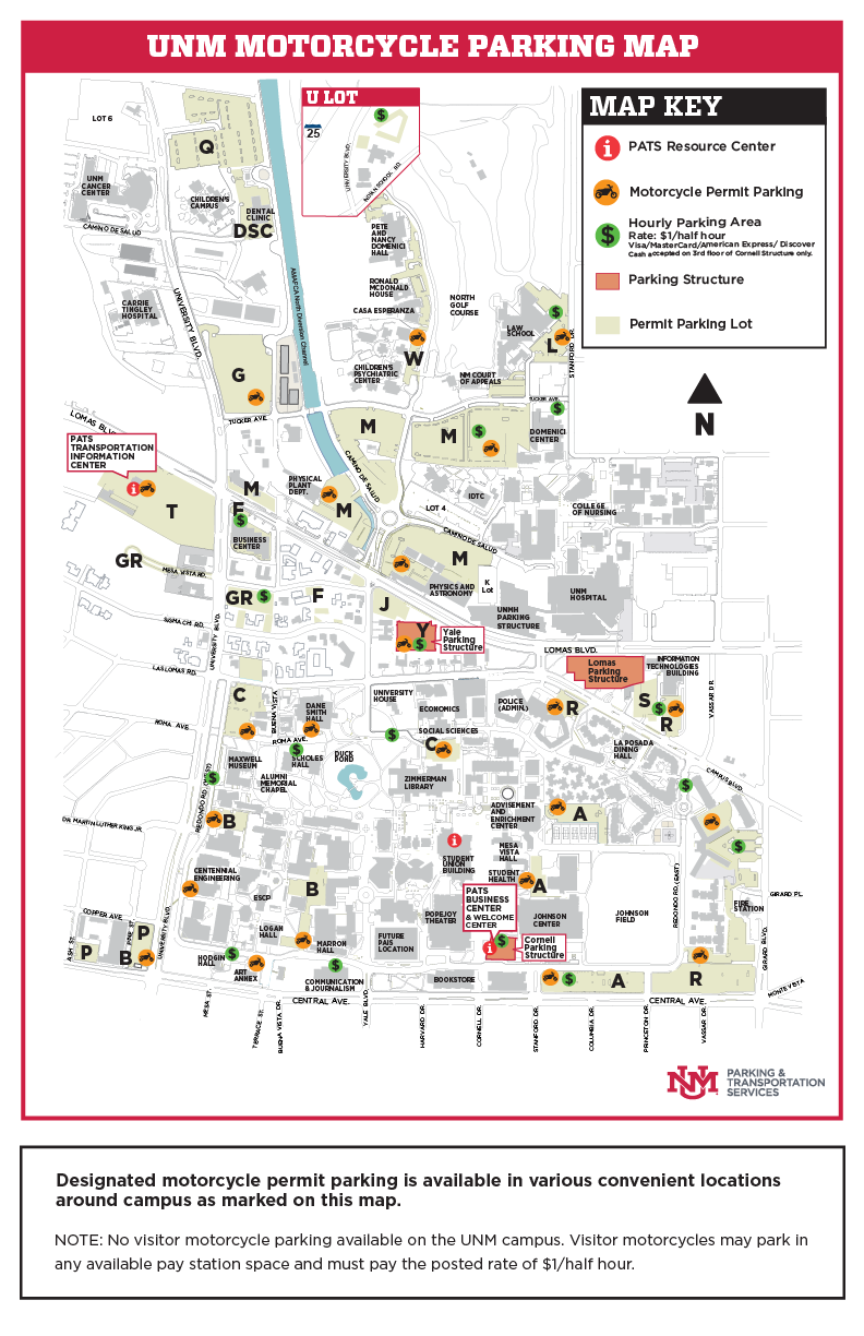 UNM Motorcycle Parking Map