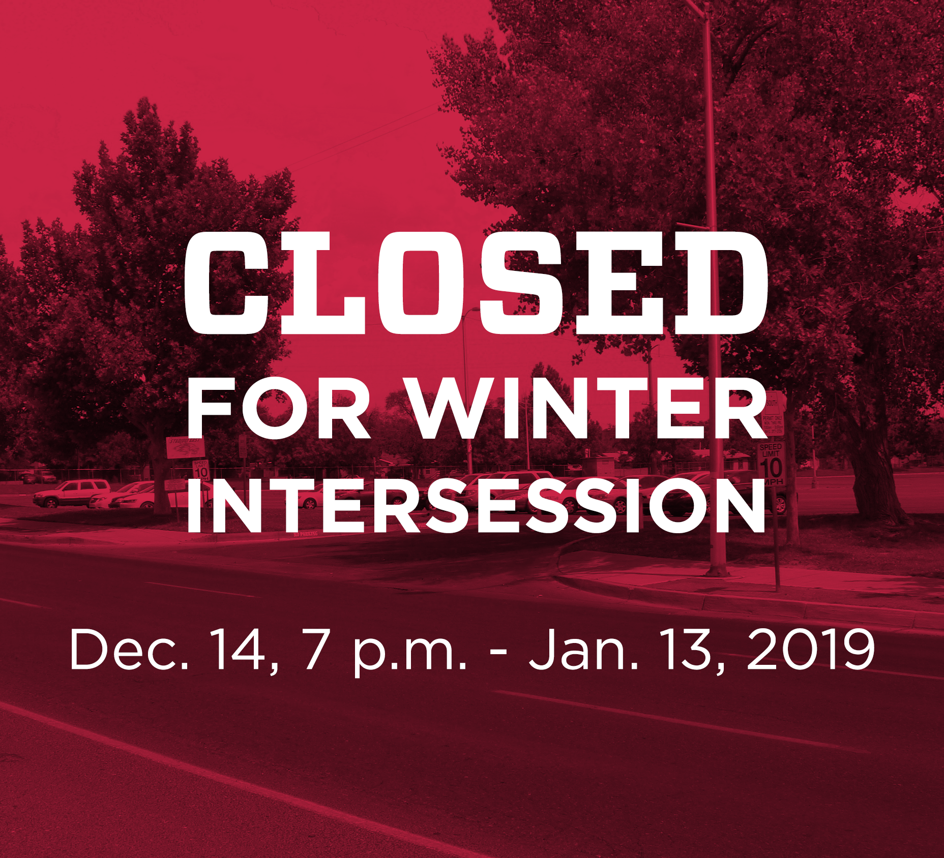 Winter Break South Lot closure and shuttle schedule Parking